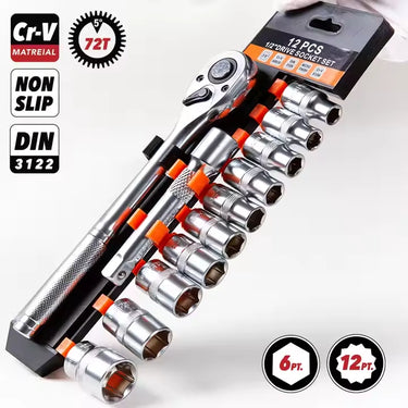 Juego De Copas Más Ratchet De Fuerza 1/2 Para Trabajo Pesado